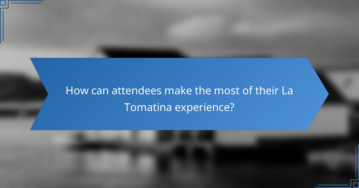 How can attendees make the most of their La Tomatina experience?