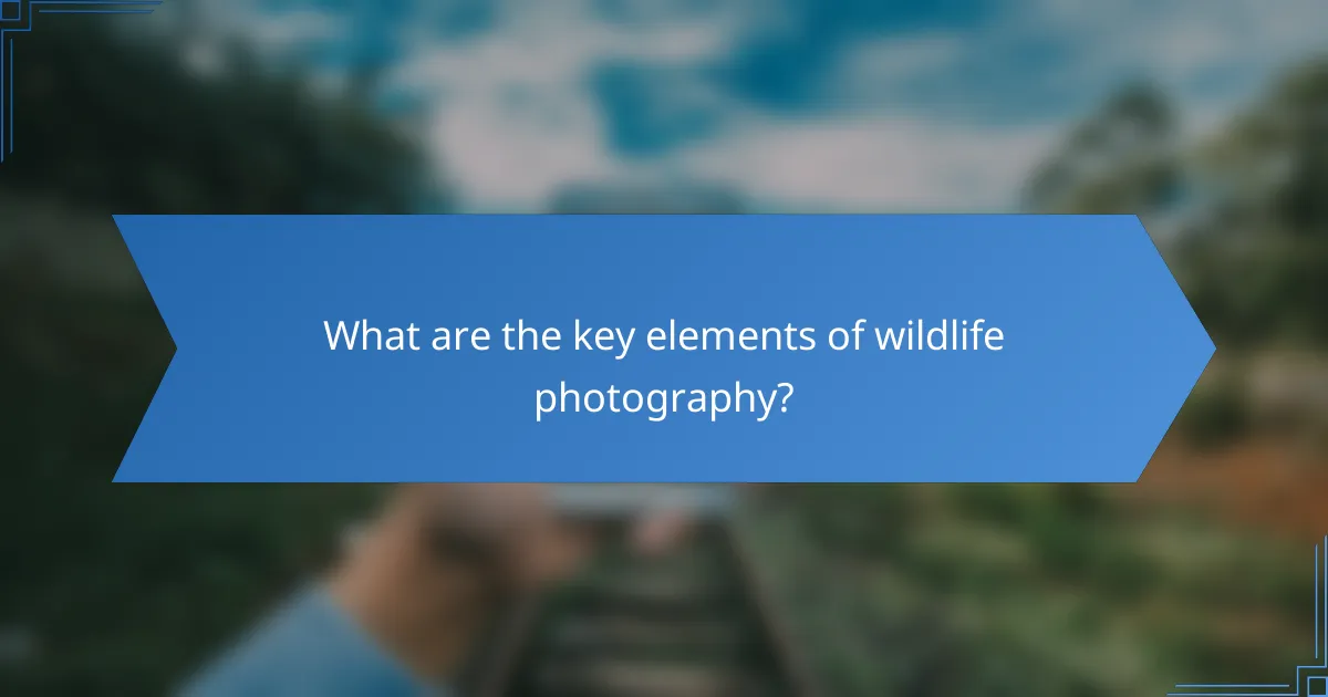 What are the key elements of wildlife photography?