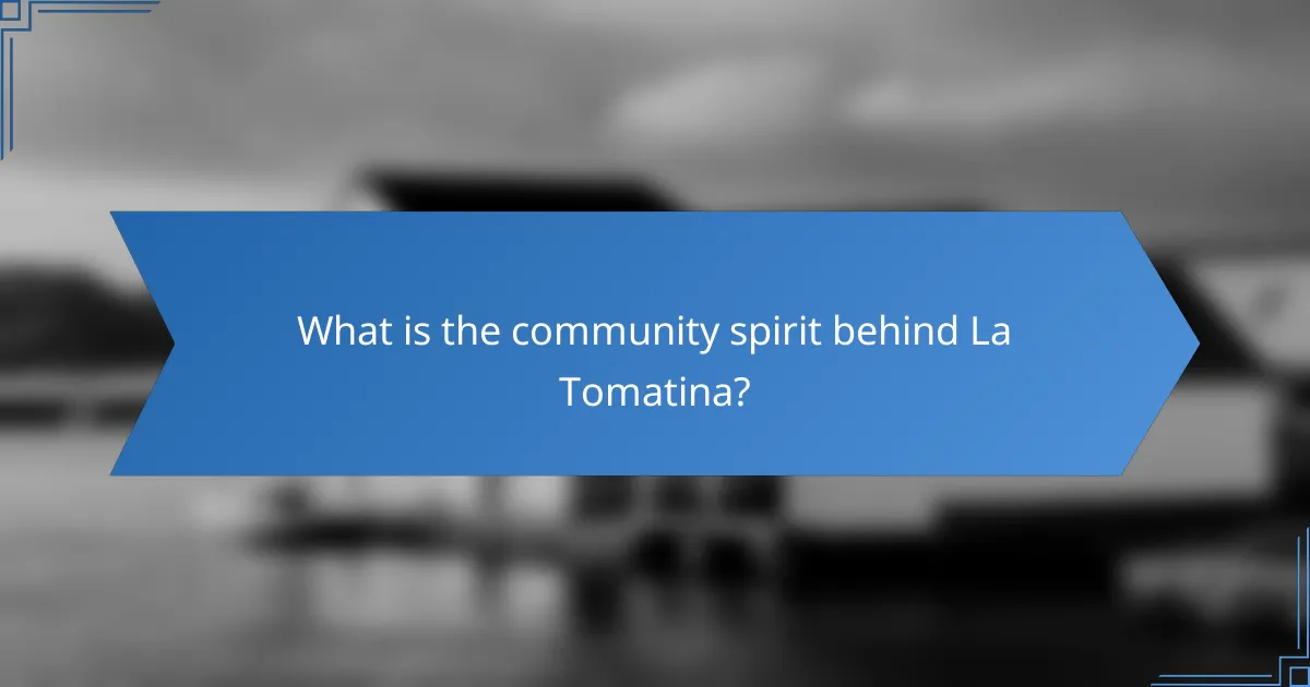 What is the community spirit behind La Tomatina?