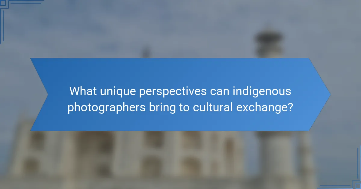 What unique perspectives can indigenous photographers bring to cultural exchange?
